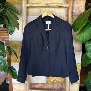 Laundry By Shelli Segal Women’s Blue/Black Pattern Fitted Single Breasted Blazer